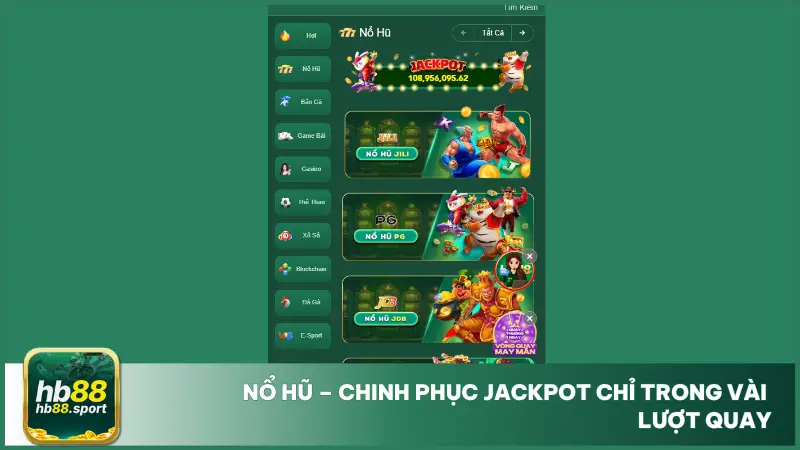 Nổ hũ tại hb88 nổi bật với các tựa game đình đám