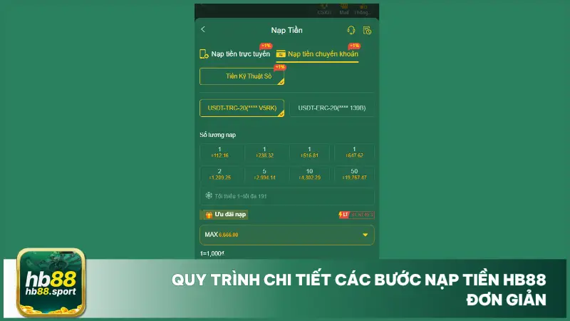 Hướng dẫn chi tiết từng bước nạp tiền tại hb88